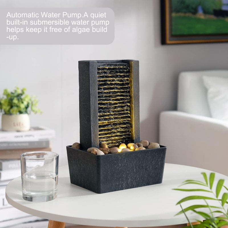 Haobos House Decorative Indoor Fountain Meditation Gurgling Water Fountain,Women Gift for Mom, Home/Office Decor with Led Light/Cobbles(180041A) - Image 5
